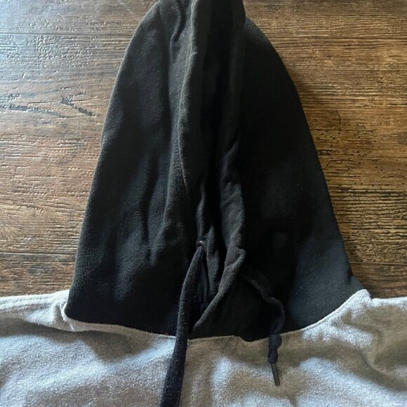 American Eagle Hoodie Pullover Black Gray AE USA Logo Spellout Sleeve - Picture 6 of 9